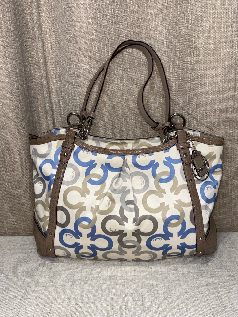Coach Alexandra Chain Link Clover Signature C Multicolor Shoulder Bag